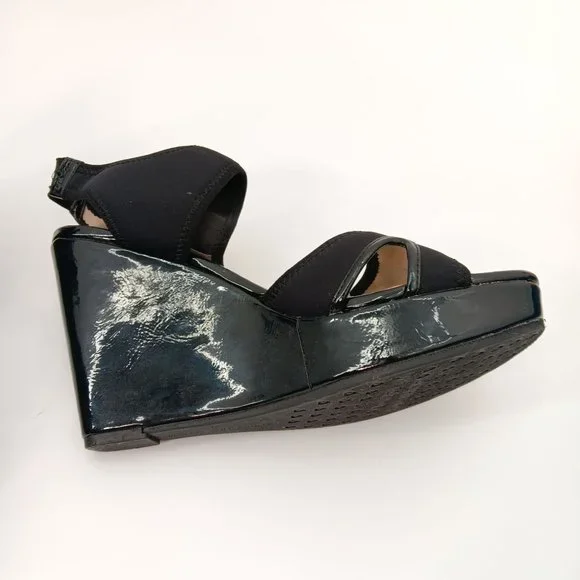 ADRIENNE VITTADINI BLACK PLATFORM SANDALS SIZE 7.5M - Picture 6 of 16